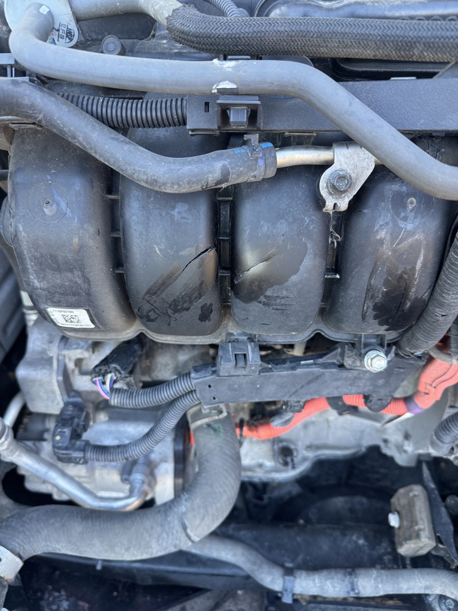 Close-up of engine components during inspection